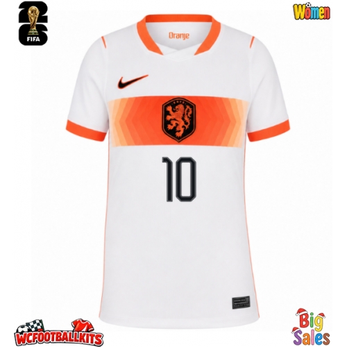 Netherlands Memphis Depay #10 Replica Away Stadium Shirt for Women World Cup 2026 Short Sleeve